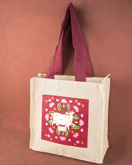 Pichwai Jute Bag - Red - WBG2024-2
