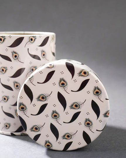 Feather Printed Tin Jar - WBG2032