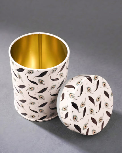 Feather Printed Tin Jar - WBG2032