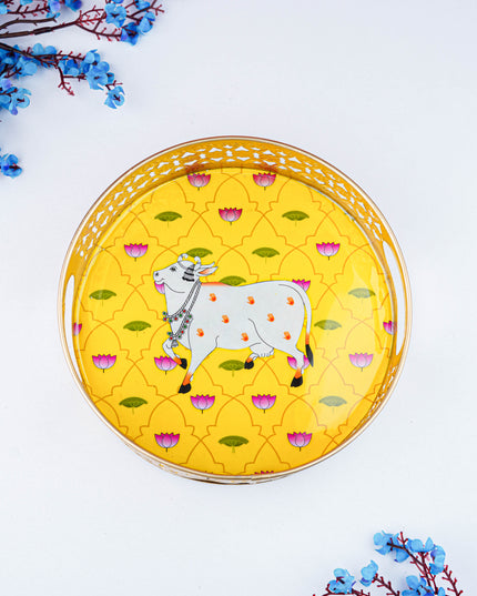 Digital Print - Pichwai Metal Tray - 8 inch  - WBG2036