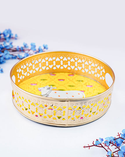 Digital Print - Pichwai Metal Tray - 8 inch  - WBG2036