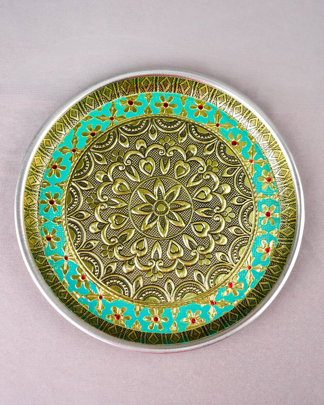 Meenakari Plate - Floral Design - 8 inch - WBG2059-1