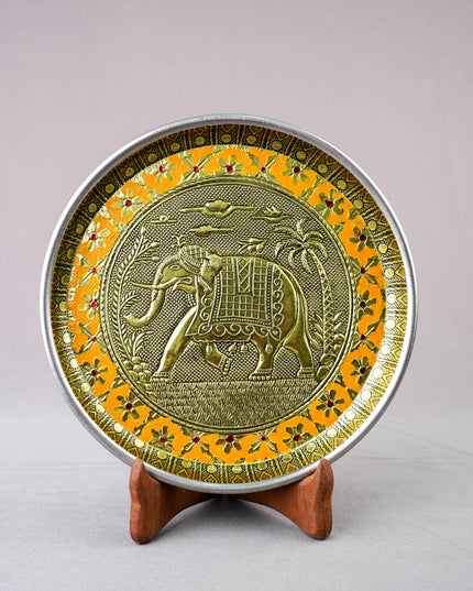 Meenakari Plate - Elephant Design - 8 inch - WBG2059-2