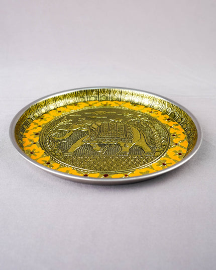 Meenakari Plate - Elephant Design - 8 inch - WBG2059-2