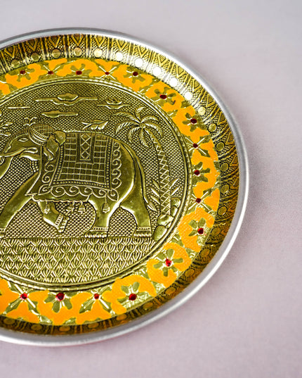 Meenakari Plate - Elephant Design - 8 inch - WBG2059-2