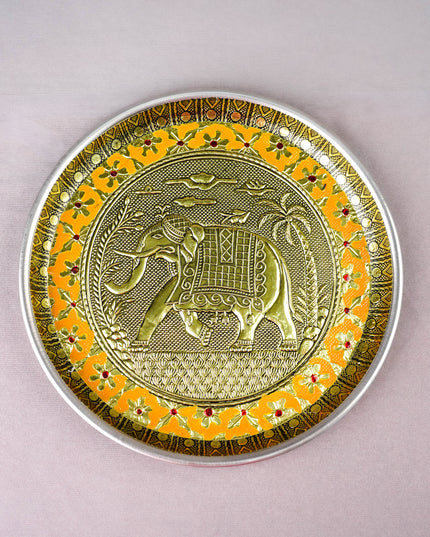 Meenakari Plate - Elephant Design - 8 inch - WBG2059-2