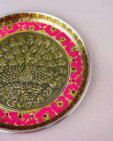 Meenakari Plate - Peacock Design - 8 inch - WBG2059-3