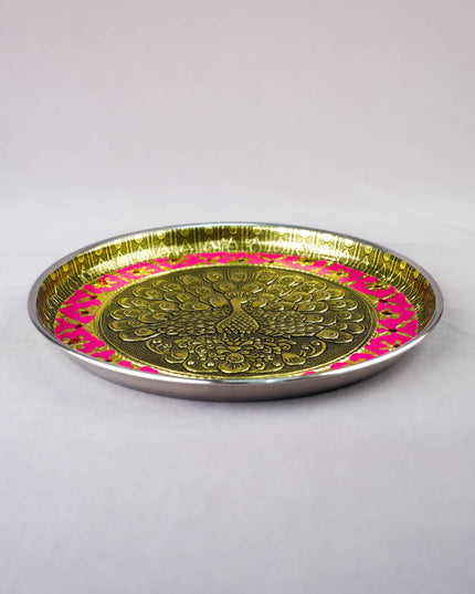 Meenakari Plate - Peacock Design - 8 inch - WBG2059-3