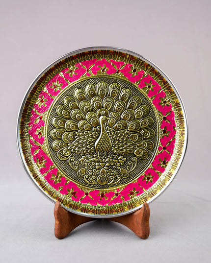 Meenakari Plate - Peacock Design - 8 inch - WBG2059-3