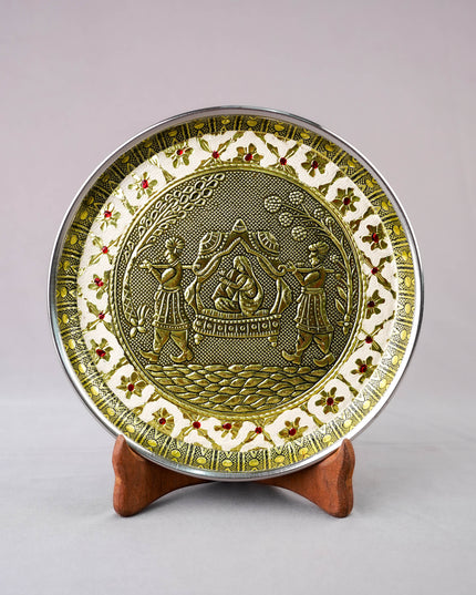 Meenakari Plate - Dholi Design - 8 inch - WBG2059-4