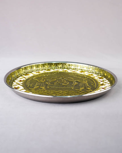Meenakari Plate - Dholi Design - 8 inch - WBG2059-4