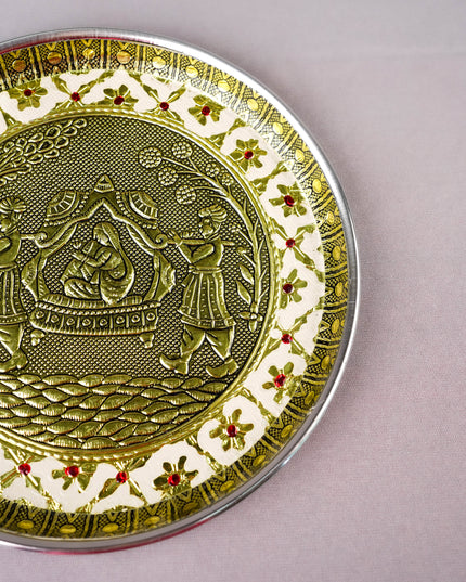 Meenakari Plate - Dholi Design - 8 inch - WBG2059-4