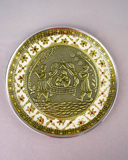 Meenakari Plate - Dholi Design - 8 inch - WBG2059-4