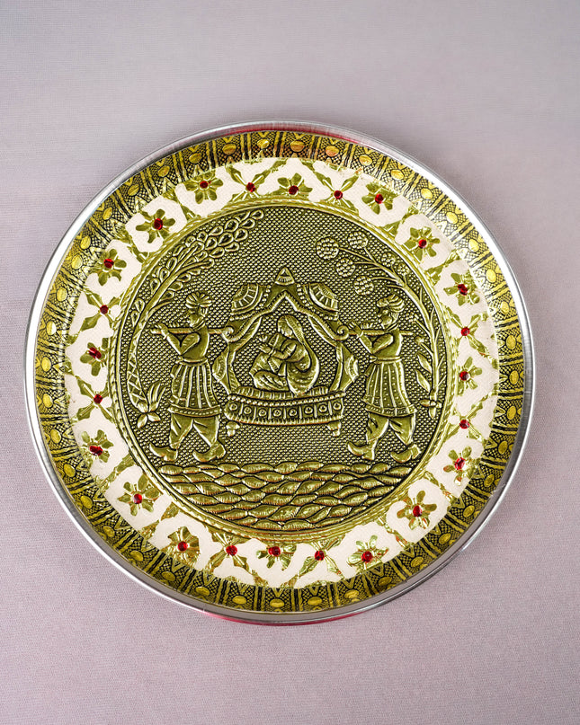 Meenakari Plate - Dholi Design - 8 inch - WBG2059-4