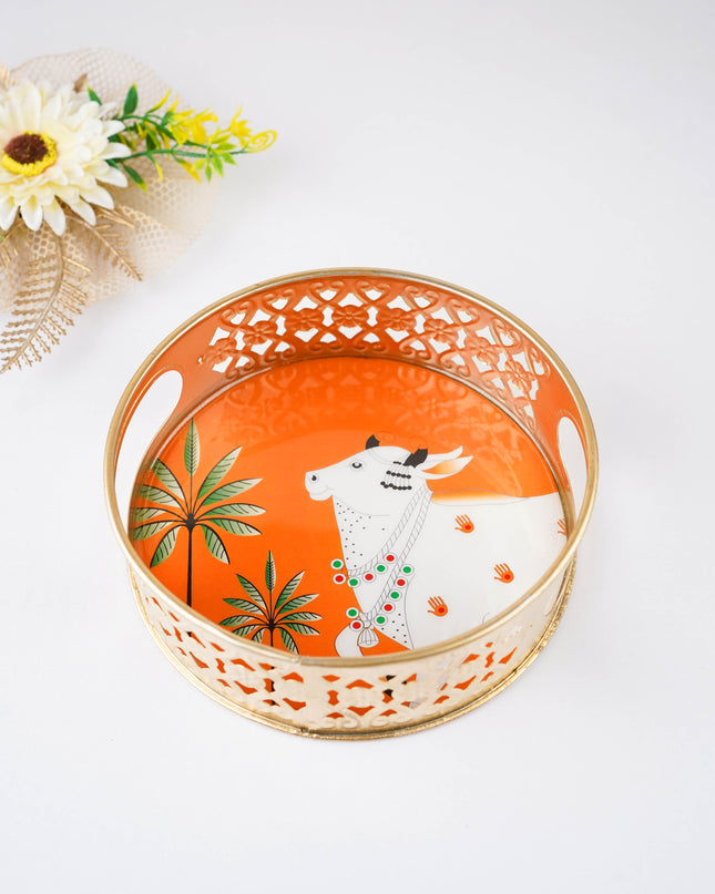 Pichwai Printed Tray - 6 inch - WBG2060