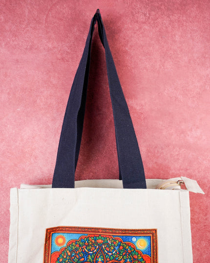 Cotton Madhubani Print Cloth Bag - 12x12 inch - WBG2062