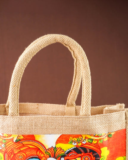 Jute Bag - Radhakrishna Print - 14x12 inch - WBG2064