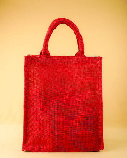 Jute Bag - Red - 12X10 inch - WBG2065