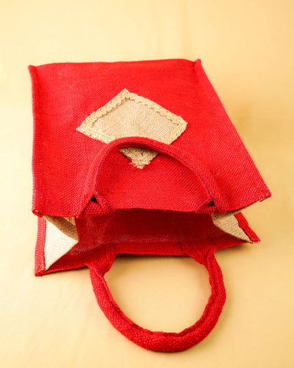 Jute Bag - Red - 12X10 inch - WBG2065