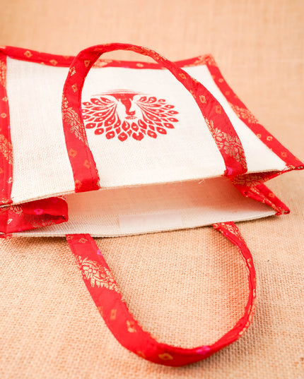 Jute Bag - Peacock Design - 9 inch - WBG2072
