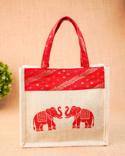 Jute Bag - Elephant Design - 9 inch - WBG2073