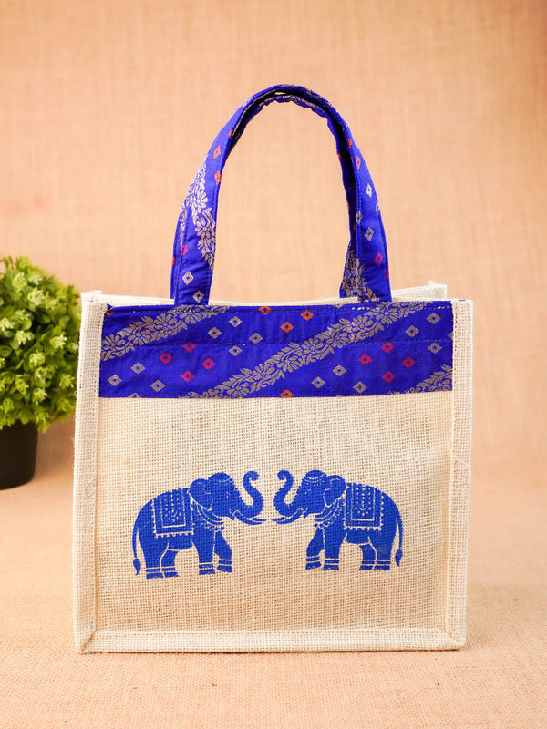 Jute Bag - Elephant Design - 9 inch - WBG2073