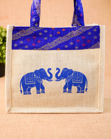 Jute Bag - Elephant Design - 9 inch - WBG2073