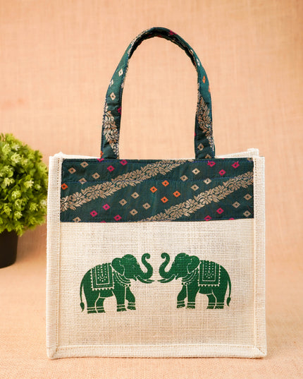 Jute Bag - Elephant Design - 9 inch - WBG2073