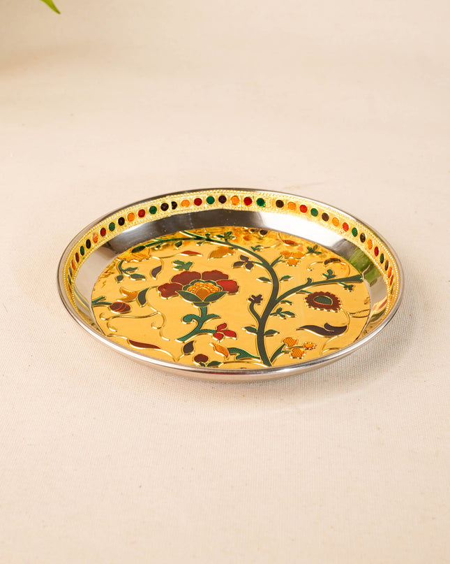 Floral Design - Plate - Gold - 7 inch - WBG2075-1