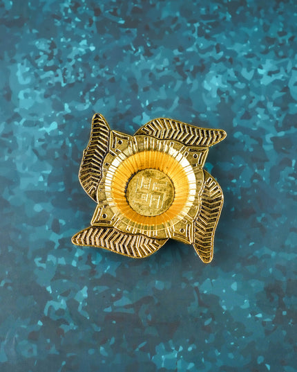 Zinc Alloy Swastik Diya - Gold - WBG2094-1