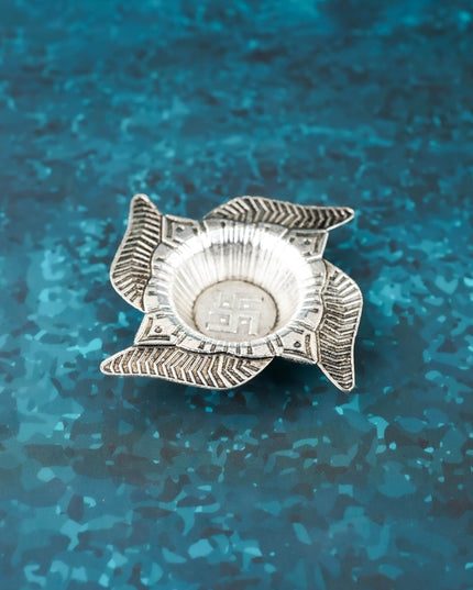 Zinc Alloy Swastik Diya - Silver - WBG2094-2