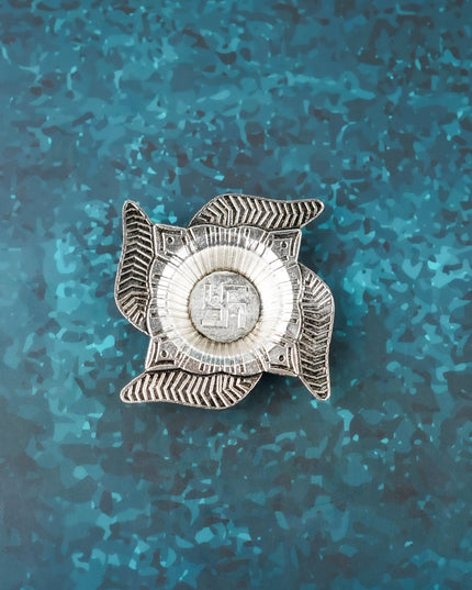 Zinc Alloy Swastik Diya - Silver - WBG2094-2
