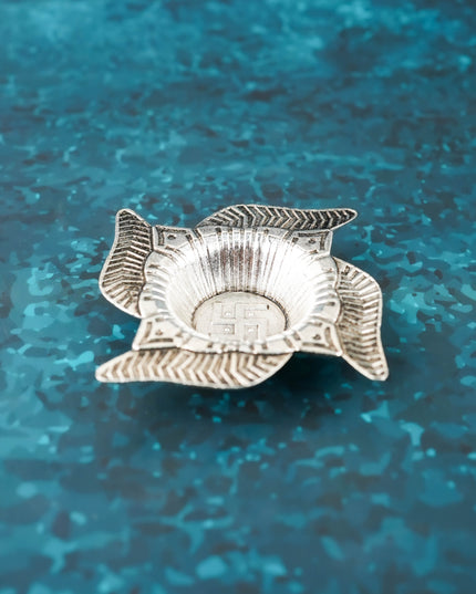 Zinc Alloy Swastik Diya - Silver - WBG2094-2