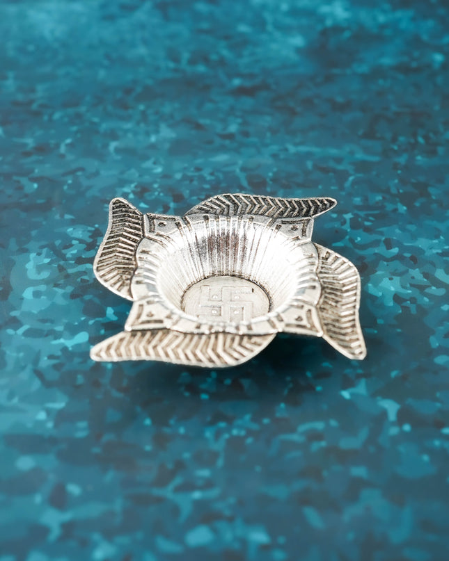 Zinc Alloy Swastik Diya - Silver - WBG2094-2
