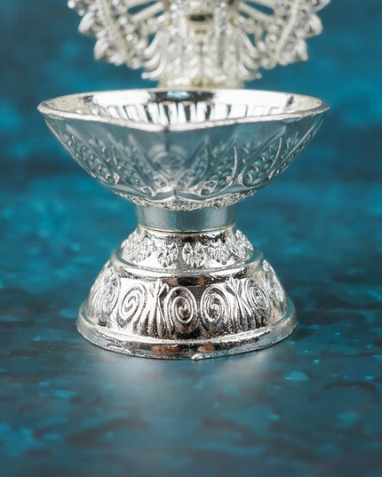 Zinc Alloy Peacock Diya- 3 inch - Silver - WBG2098-1