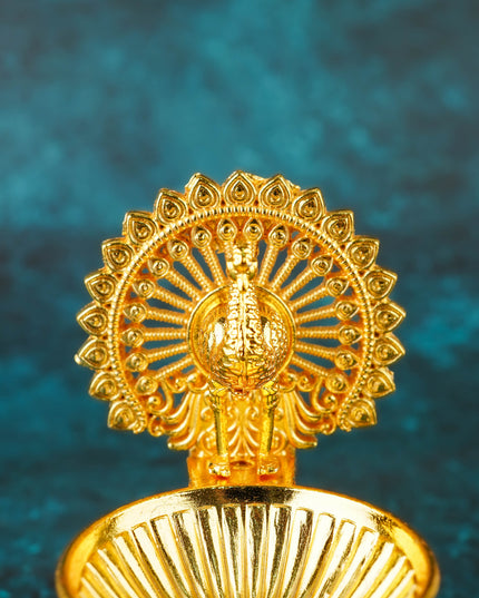 Peacock Diya - 3 inch - Gold - WBG2098-3