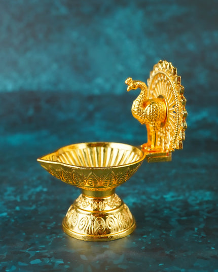 Peacock Diya - 3 inch - Gold - WBG2098-3