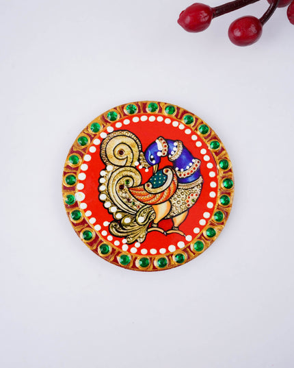 Tanjore Painting Annapakshi Fridge Magnet - 3 inch - WBG2105-2