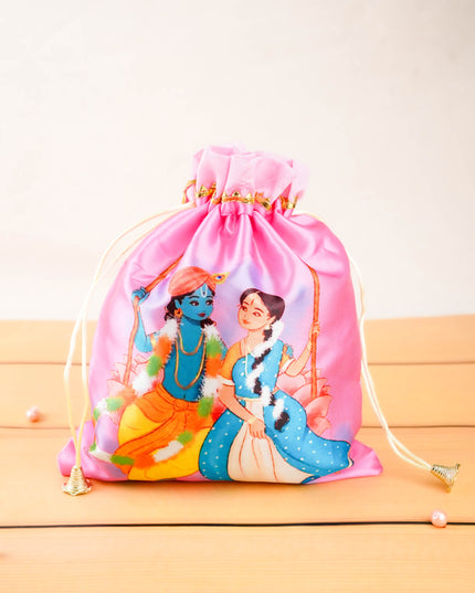 Radhakrishna Print String Bag - 10x8 inch - WBG2121