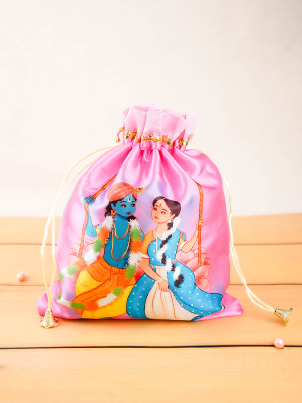 Radhakrishna Print String Bag - 10x8 inch - WBG2121