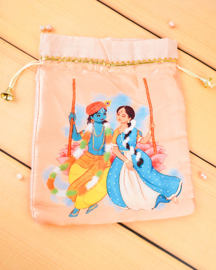 Radhakrishna Print String Bag - 10x8 inch - WBG2121