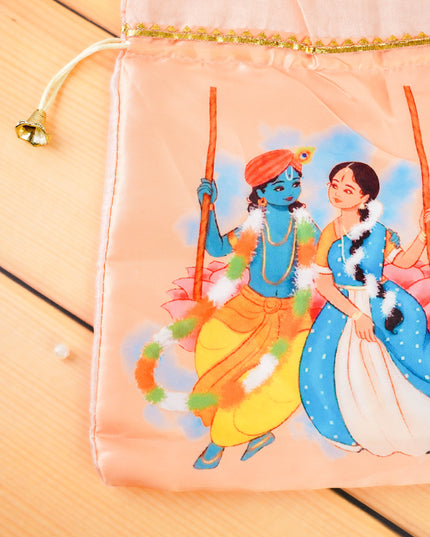Radhakrishna Print String Bag - 10x8 inch - WBG2121