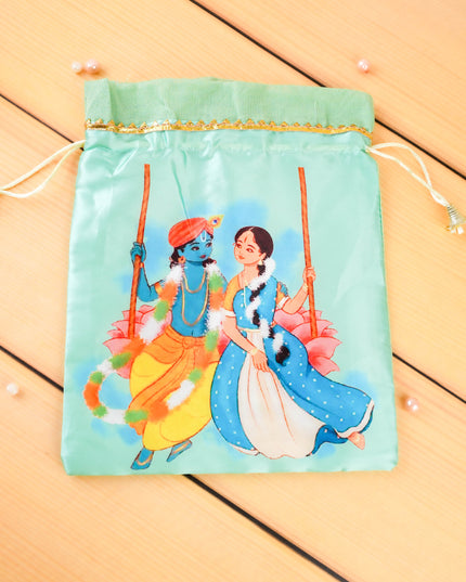 Radhakrishna Print String Bag - 10x8 inch - WBG2121