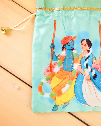 Radhakrishna Print String Bag - 10x8 inch - WBG2121