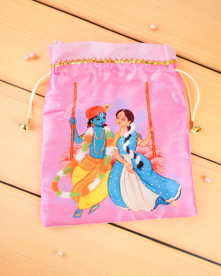 Radhakrishna Print String Bag - 10x8 inch - WBG2121