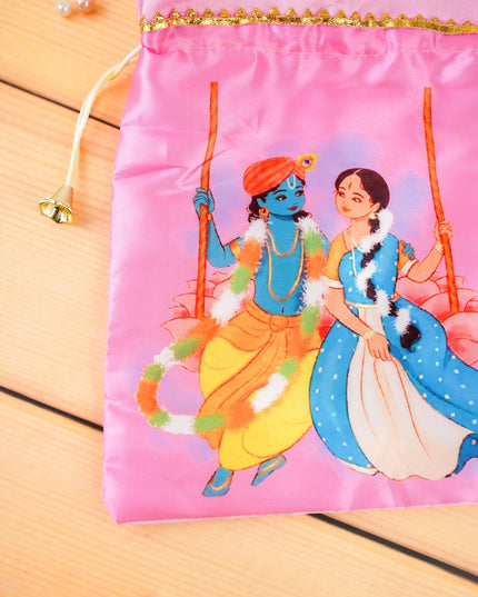 Radhakrishna Print String Bag - 10x8 inch - WBG2121