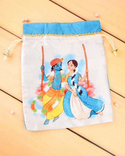 Radhakrishna Print String Bag - 10x8 inch - WBG2121