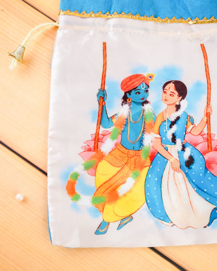 Radhakrishna Print String Bag - 10x8 inch - WBG2121