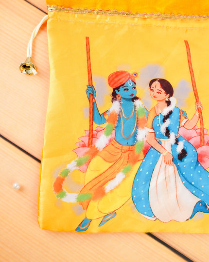 Radhakrishna Print String Bag - 10x8 inch - WBG2121