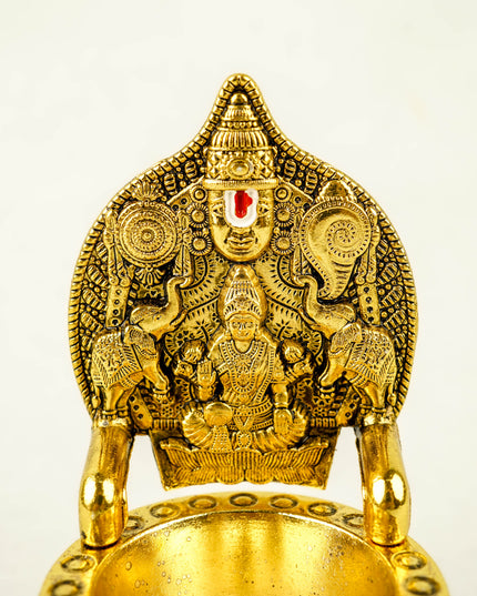 Zinc Alloy Tirupathi Balji with Gajalakshmi Vilakku - 4 inch - WBG2122-2